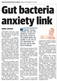 BIS is the first to show that children with a lower amount of Prevotella at age one are more likely to have anxiety like behaviours at two